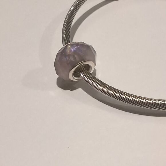 Silver Translucent Sparkly Purple Faceted Charm for Pandora Style Bracel…‎ - Picture 3 of 4